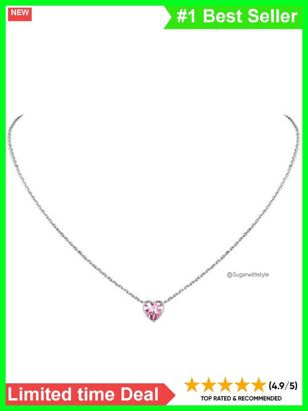 Sterling Silver Heart Birthstone Necklace Cubic Zirconia Pendant